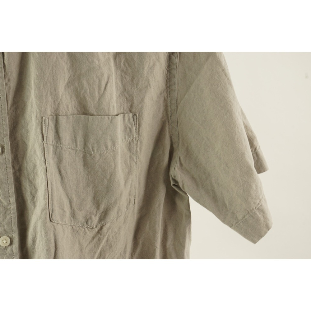 NN07 No Nationality Linen Blend Button Front Shirt Men's XL Beige Short Sleeve - Picture 9 of 11